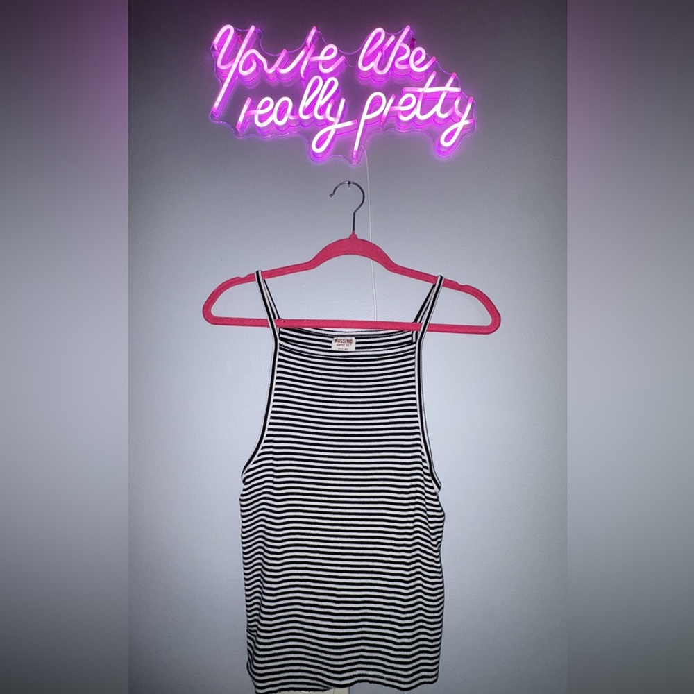 Mossimo Supply Co. Black and White Striped Tank Top